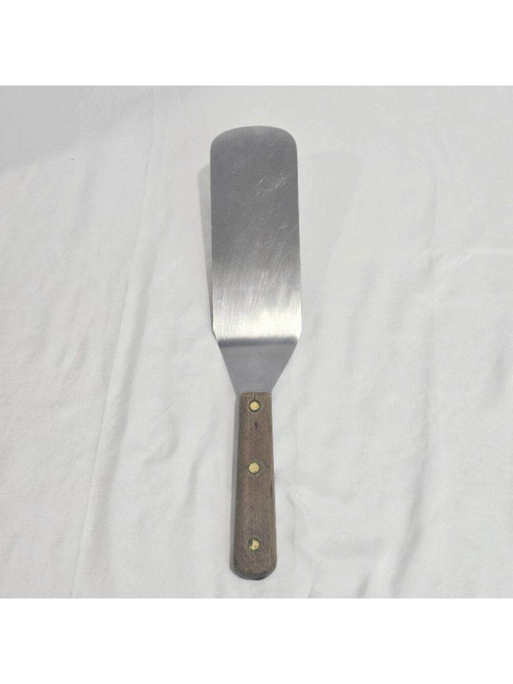 Vintage Wood Handle Stainless Steel Spatula 13" Long Flat Blade Cooking Utensil